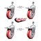 Service Caster 5 Inch Red Polyurethane Swivel 1/2 Inch Stem Caster Set with Total Lock Brake SCC-TSTTL20S514-PPUB-RED-121315-4 - alternate 3